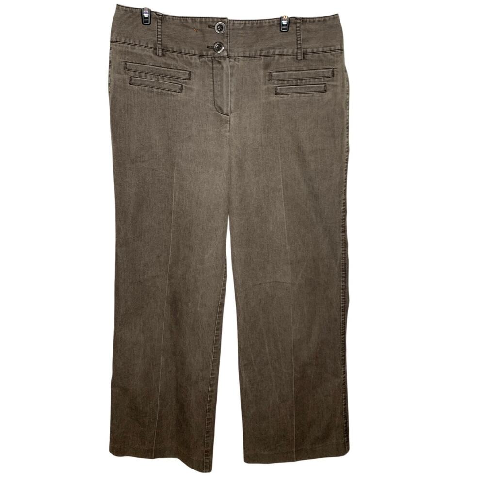 Dressbarn Women's 12 Wide Leg Light Brown Cotton Poly, Spandex Pants
